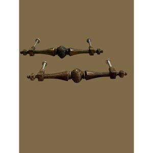 Pair of Allison 991 cabinet door pulls Antique Brass Japan 6" tall 4.5" holes wi